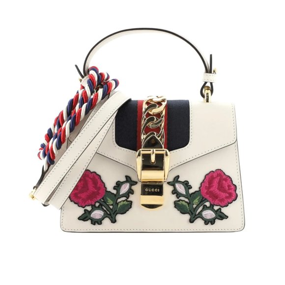 Gucci Sylvie Embroidered Top Handle Bag